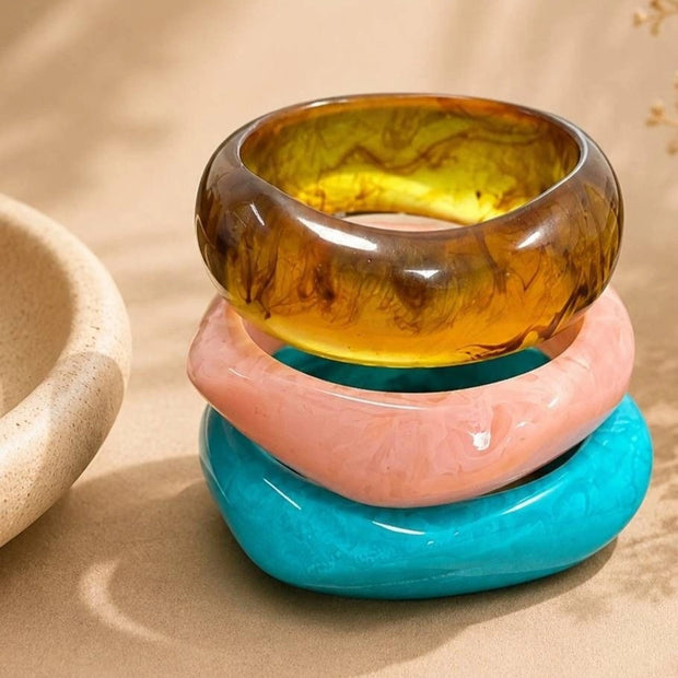 Resin Marble Chunky Bangles Set of 3