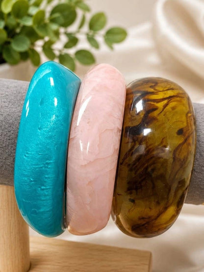 Resin Marble Chunky Bangles Set of 3
