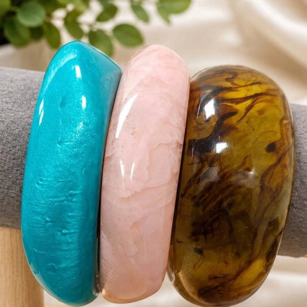 Resin Marble Chunky Bangles Set of 3