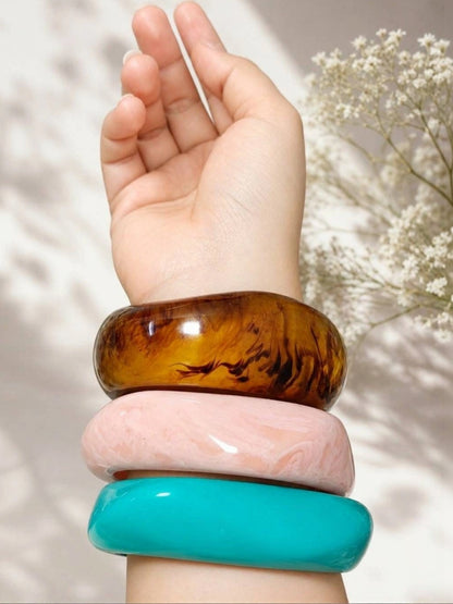 Resin Marble Chunky Bangles Set of 3