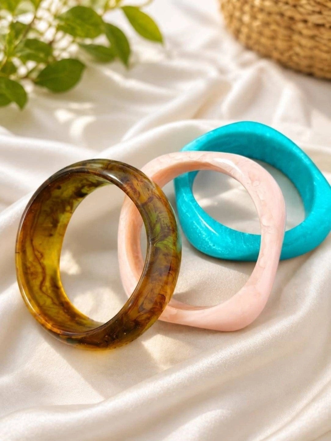 Resin Marble Chunky Bangles Set of 3