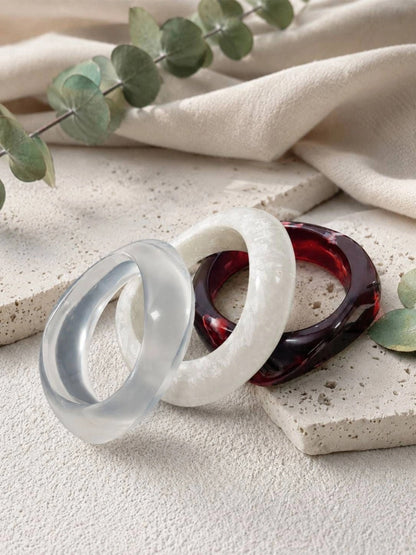Clear White Marbled Resin Bangles Set of 3