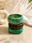 Marble-Finish Resin Bangles for Women Set of 3