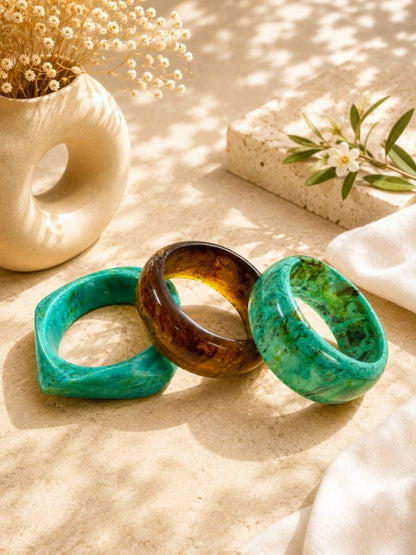 Marble-Finish Resin Bangles for Women Set of 3