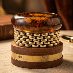 Tortoiseshell Resin & Wood Brass Bangles Set of 3