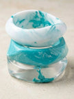 Teal Marble Resin Bangles for Women Set of 3