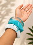 Teal Marble Resin Bangles for Women Set of 3