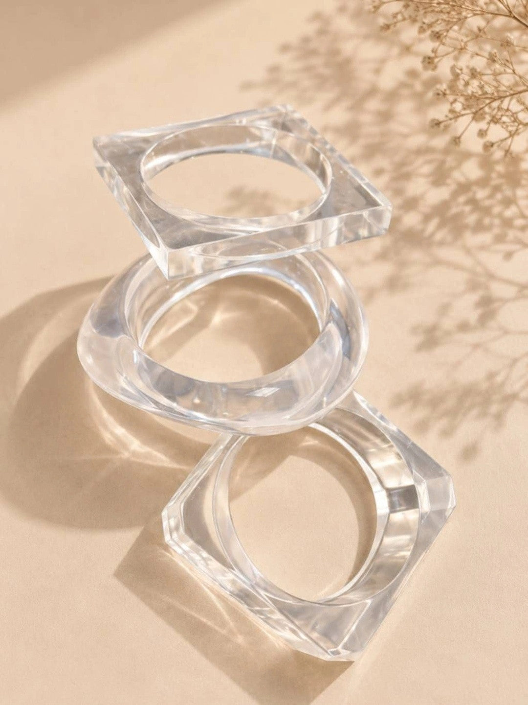 Clear Resin Bangles for Women Set of 3