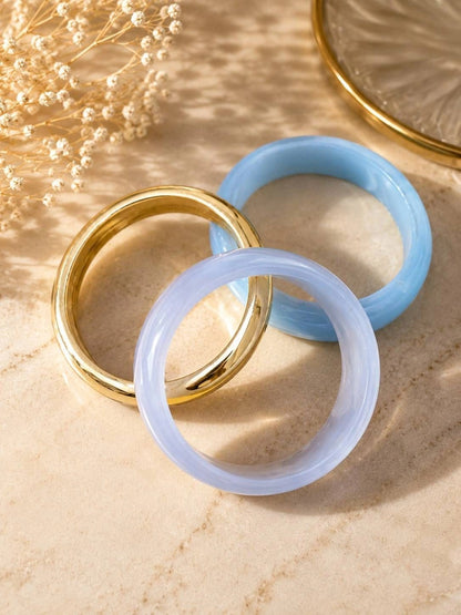 Blue Resin & Gold-Tone Bangles Set of 3