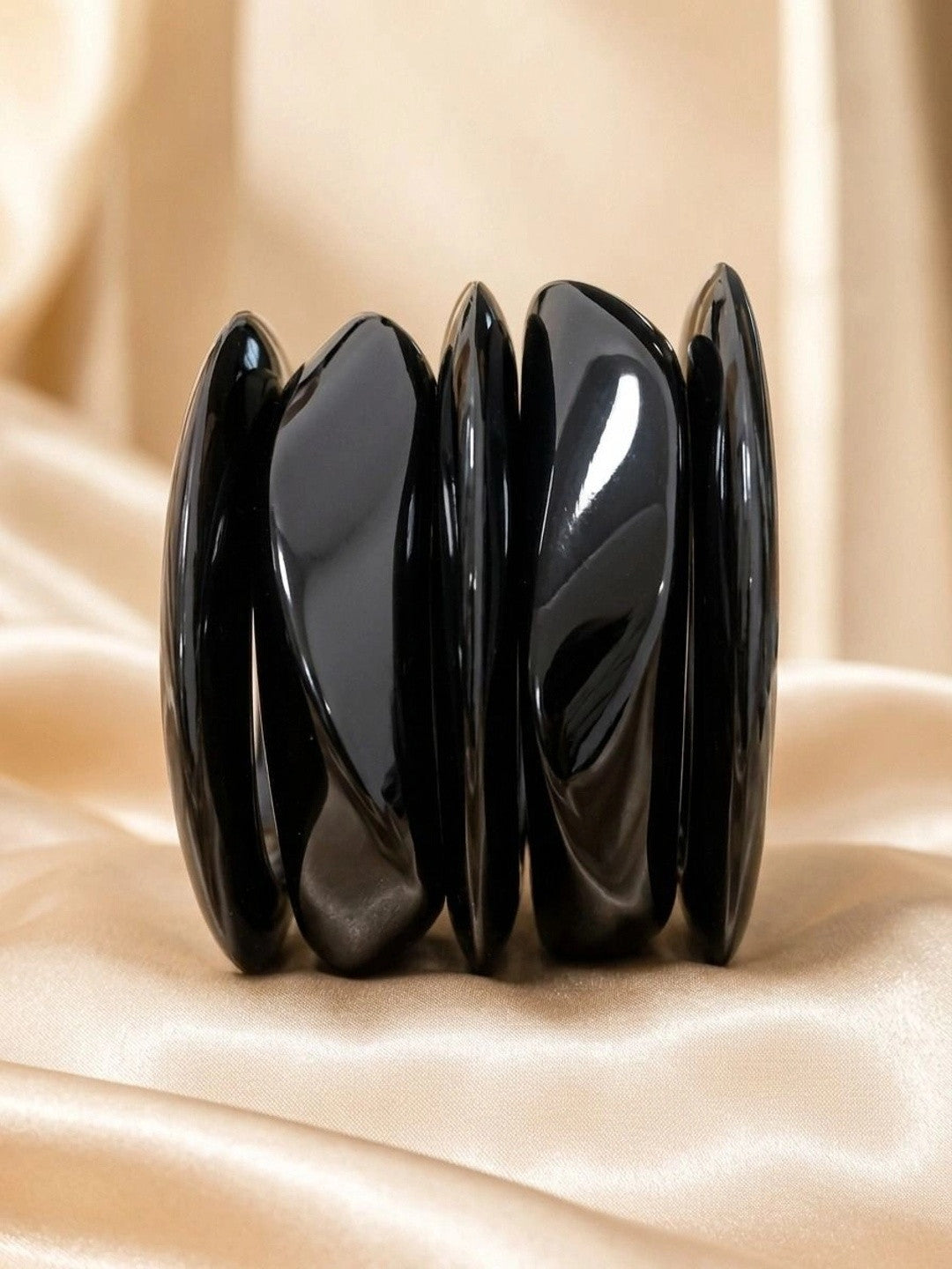 Black Resin Bangles for Women Set of 5
