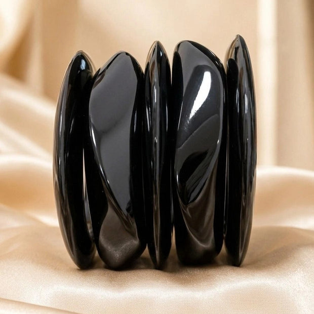 Black Resin Bangles for Women Set of 5