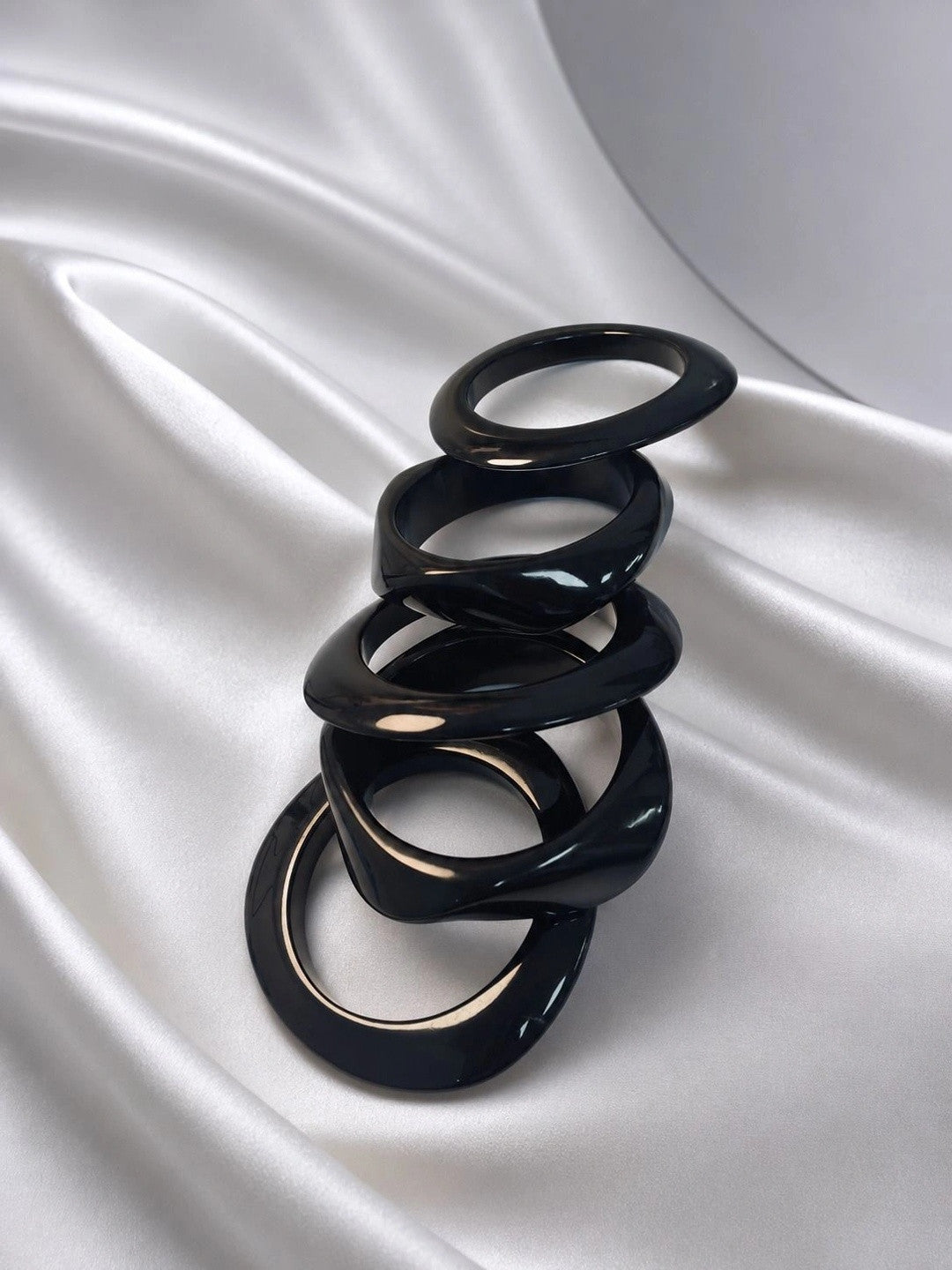Black Resin Bangles for Women Set of 5