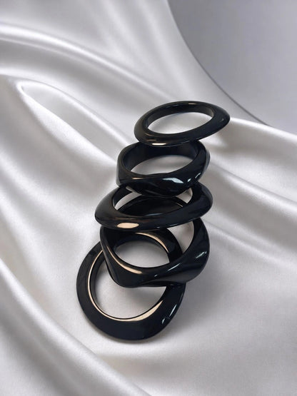 Black Resin Bangles for Women Set of 5