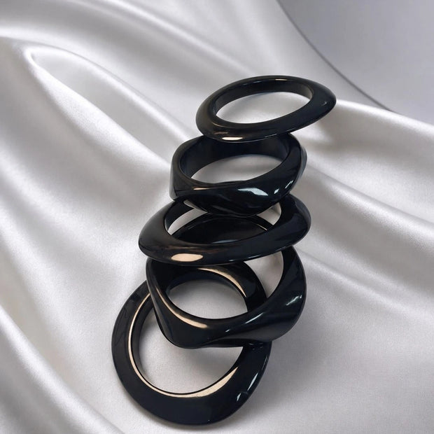 Black Resin Bangles for Women Set of 5