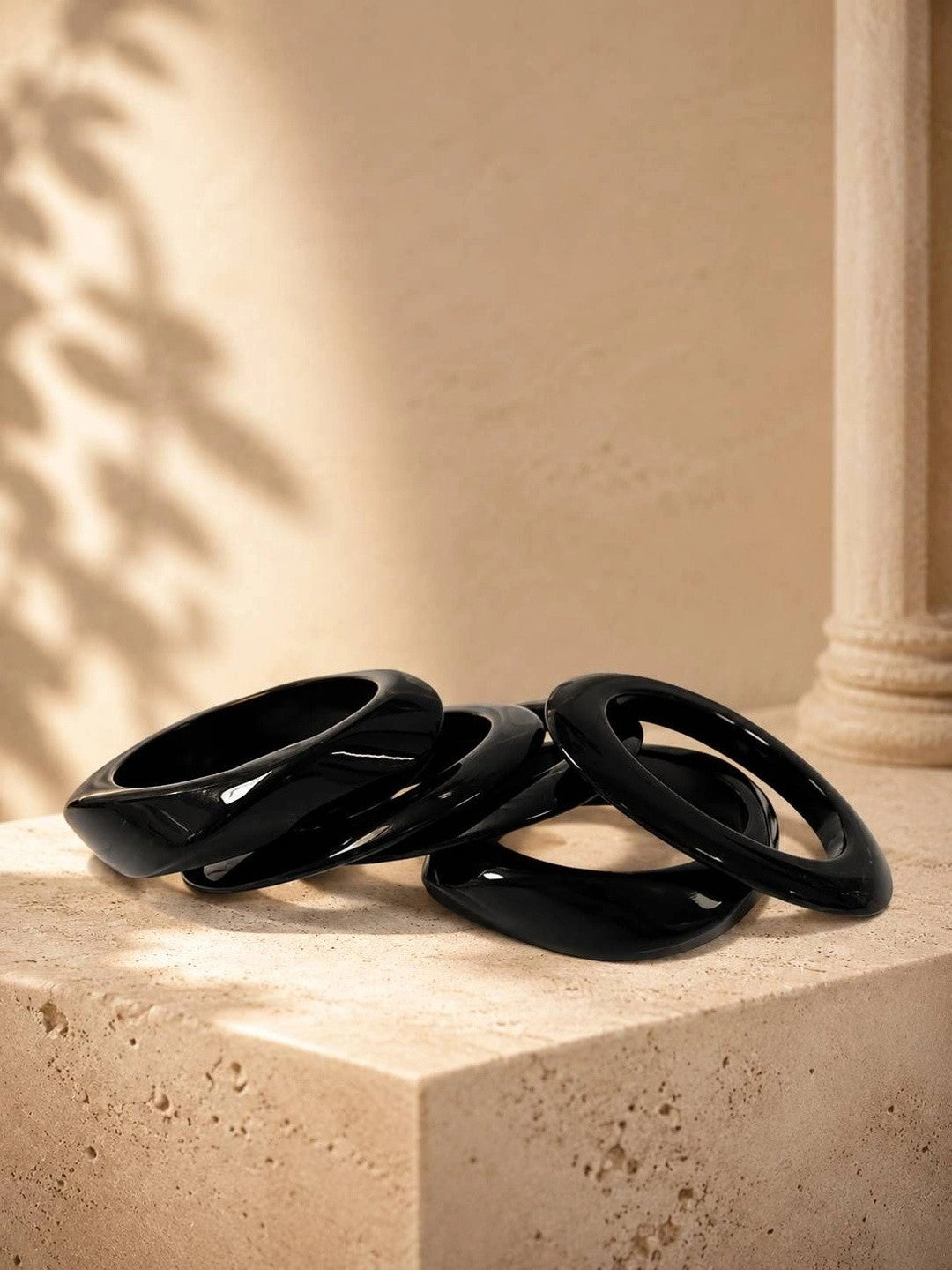 Black Resin Bangles for Women Set of 5