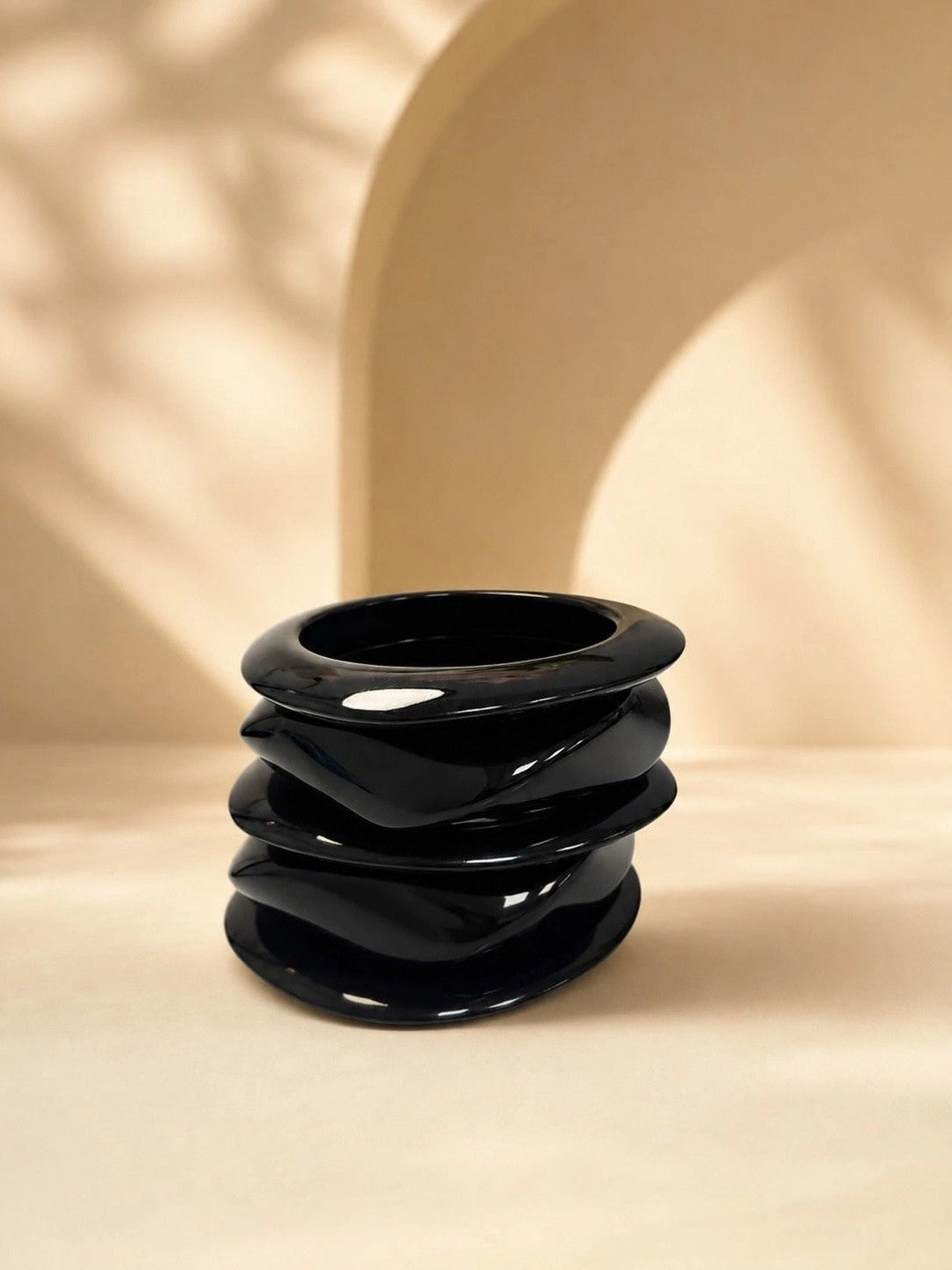 Black Resin Bangles for Women Set of 5