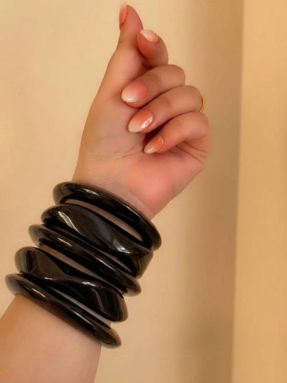 Black Resin Bangles for Women Set of 5