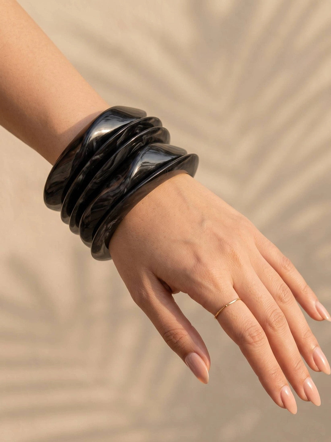 Black Resin Bangles for Women Set of 5