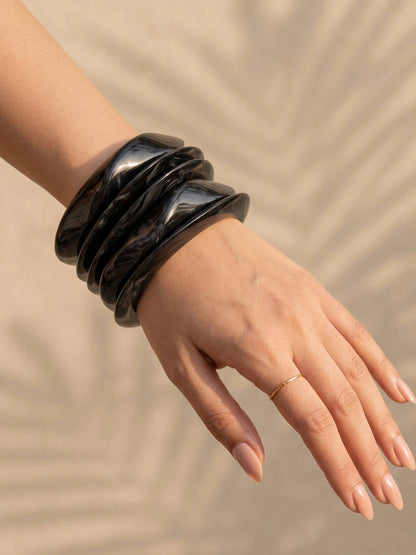 Black Resin Bangles for Women Set of 5