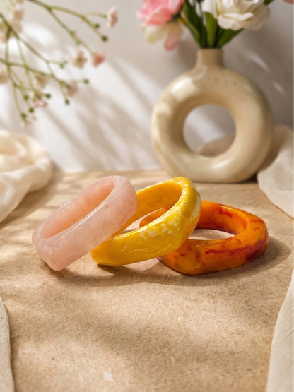 Marble Resin Bangles for Women Set of 3