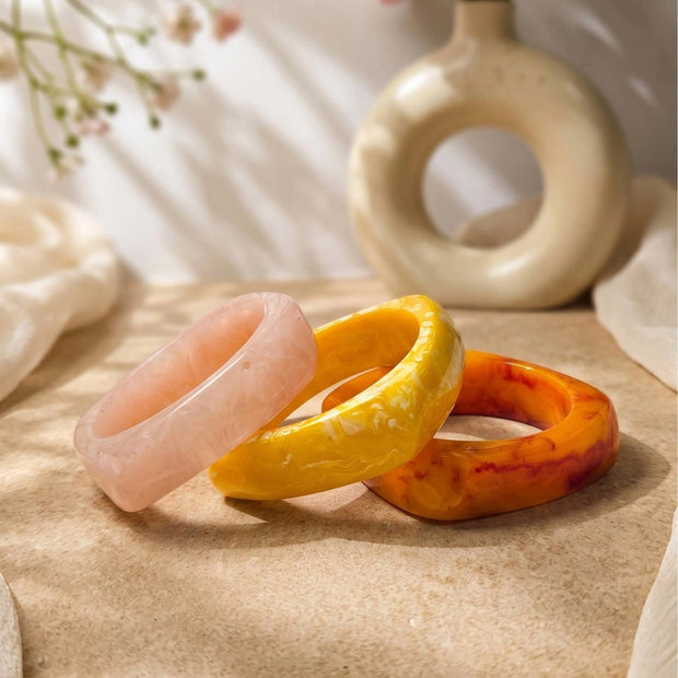 Marble Resin Bangles for Women Set of 3