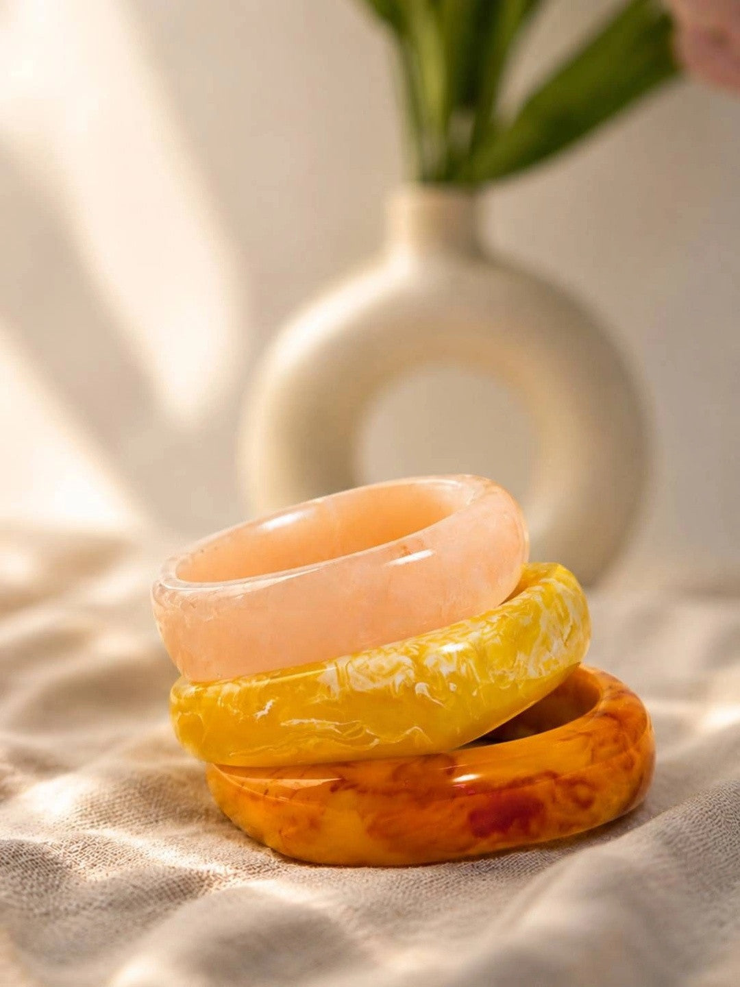 Marble Resin Bangles for Women Set of 3