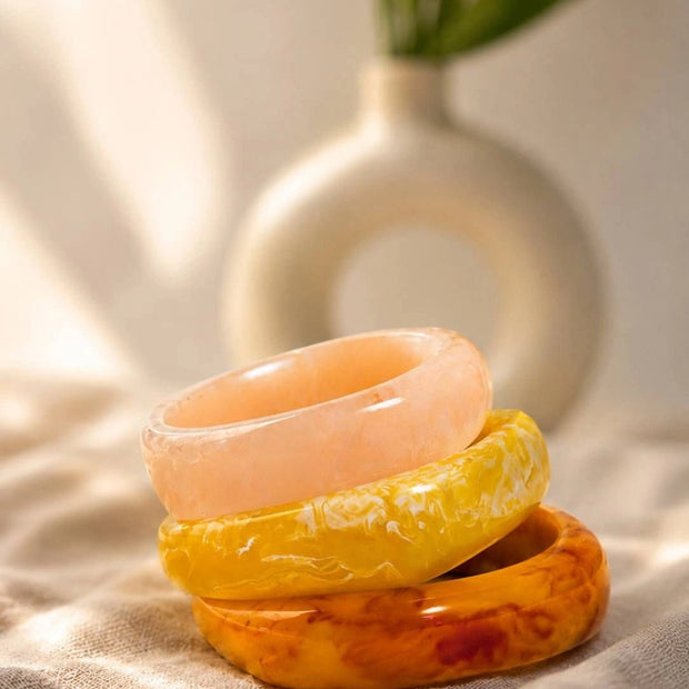 Marble Resin Bangles for Women Set of 3