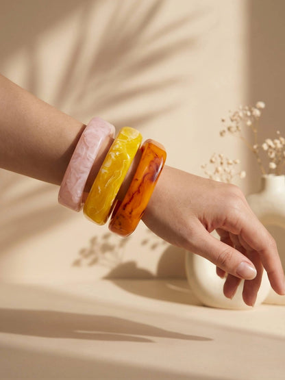 Marble Resin Bangles for Women Set of 3