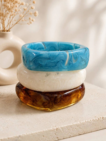 Resin Marble Bangles for Women Set of 3