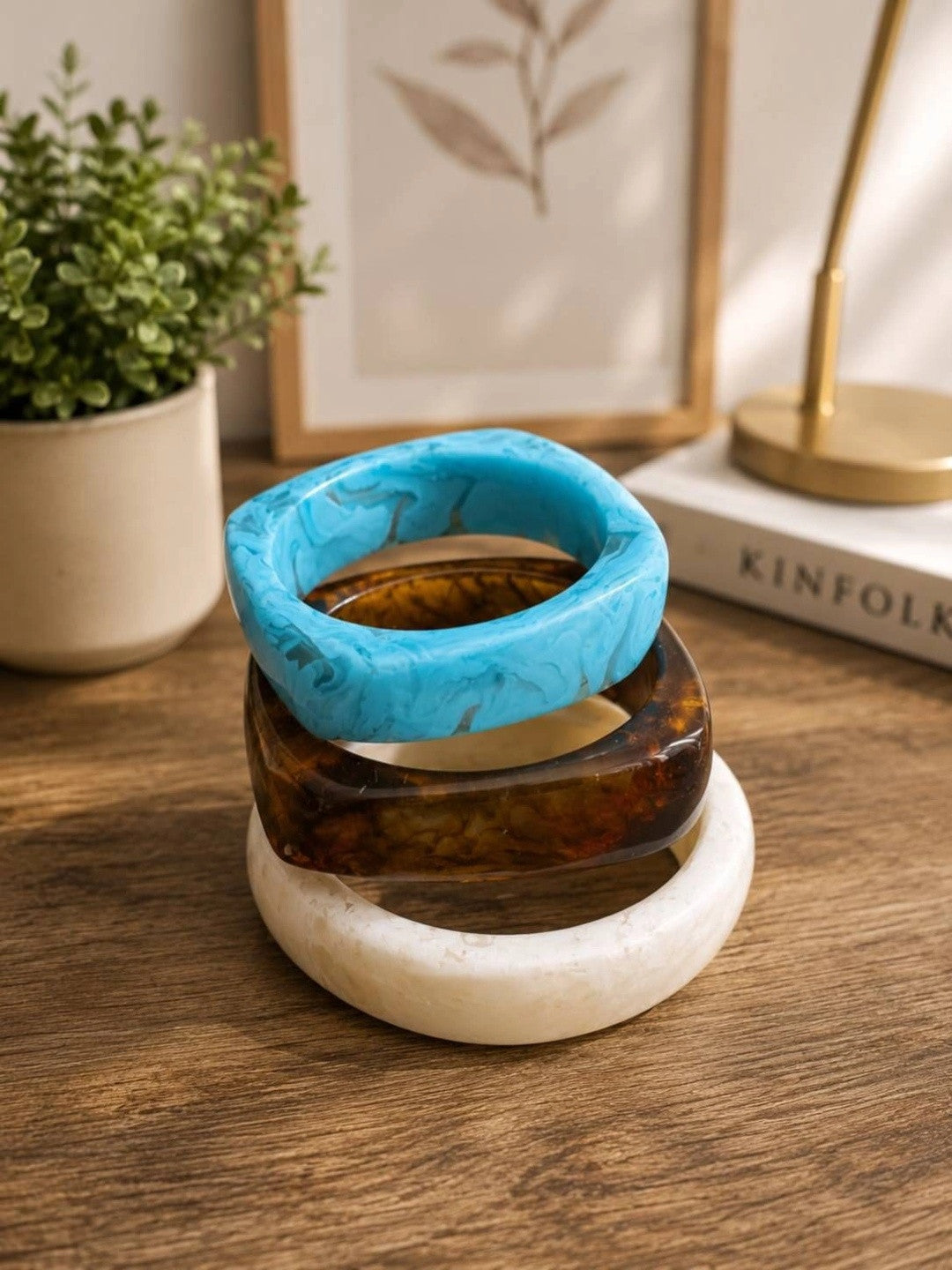 Resin Marble Bangles for Women Set of 3