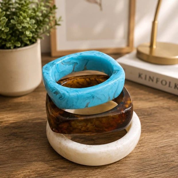 Resin Marble Bangles for Women Set of 3