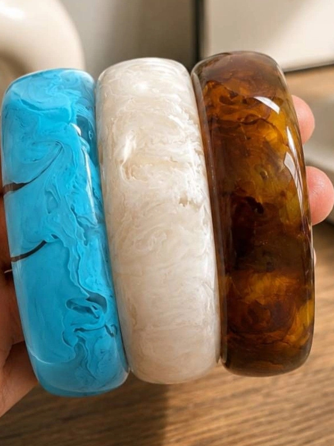 Resin Marble Bangles for Women Set of 3