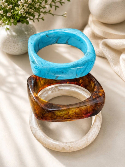Resin Marble Bangles for Women Set of 3
