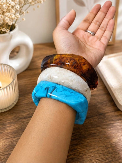 Resin Marble Bangles for Women Set of 3