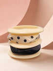 Ivory & Black Resin Chunky Bangles Set of 5