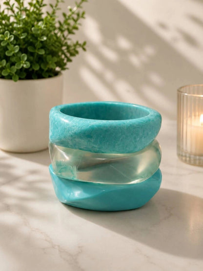 Turquoise Resin Bangles for Women Set of 3