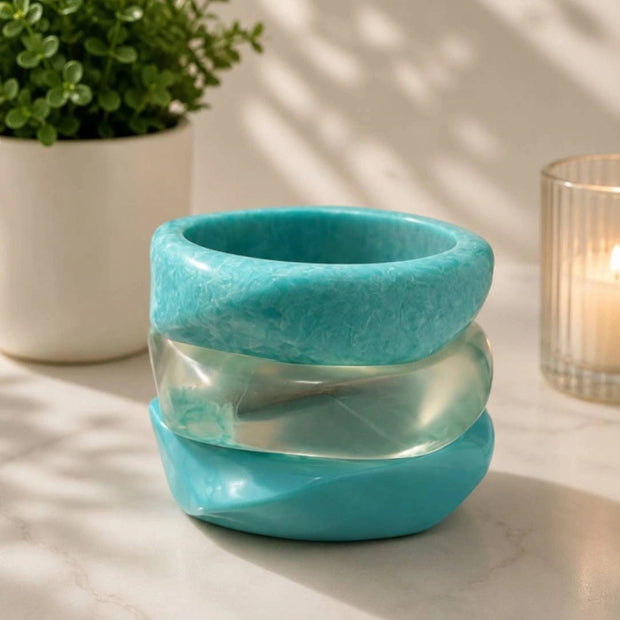 Turquoise Resin Bangles for Women Set of 3