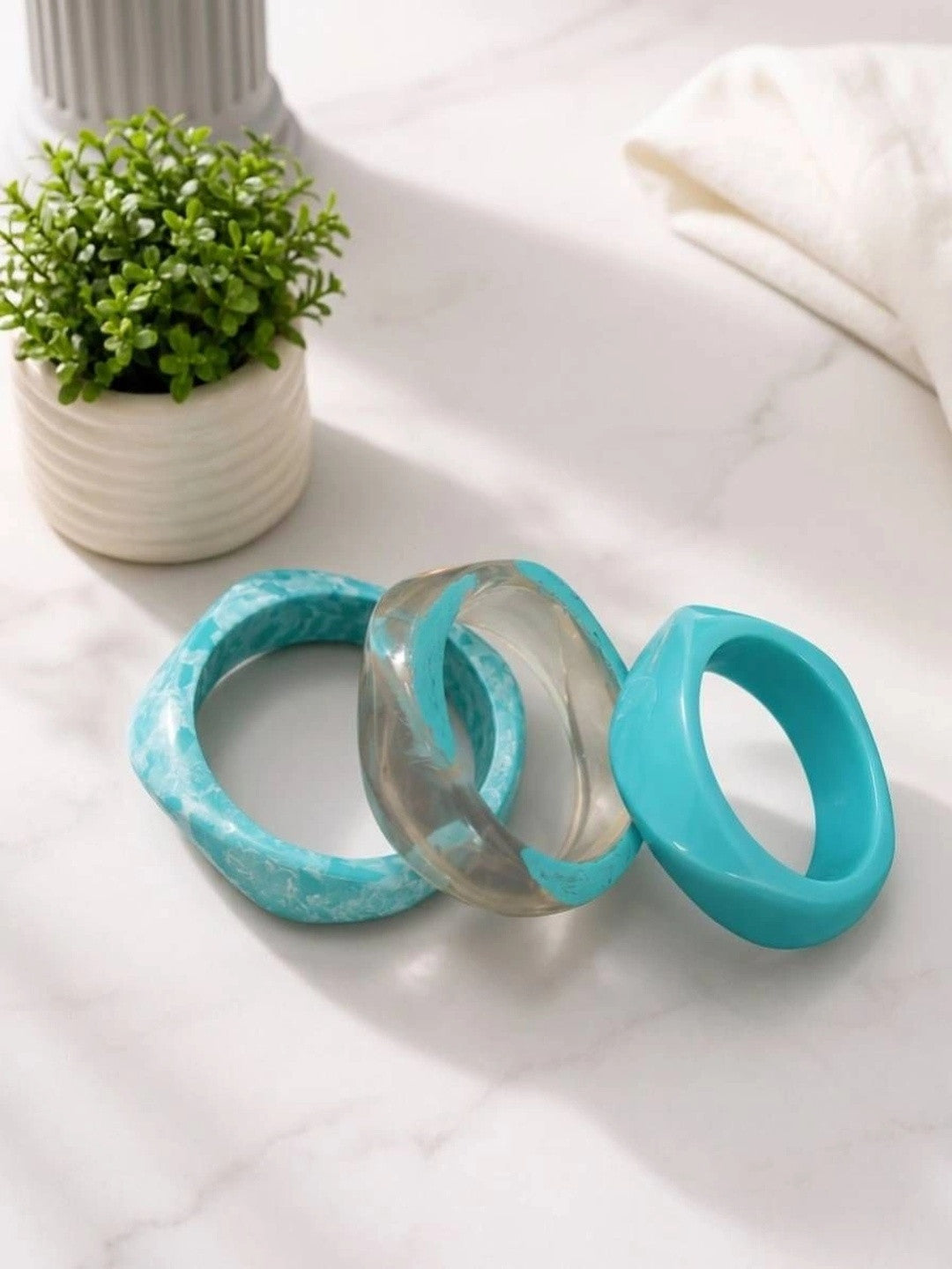 Turquoise Resin Bangles for Women Set of 3