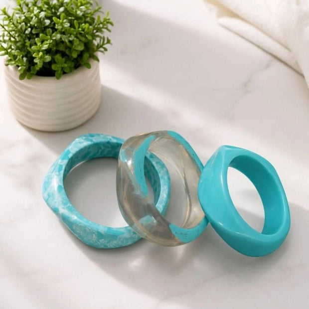 Turquoise Resin Bangles for Women Set of 3