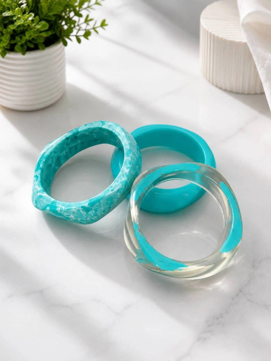 Turquoise Resin Bangles for Women Set of 3