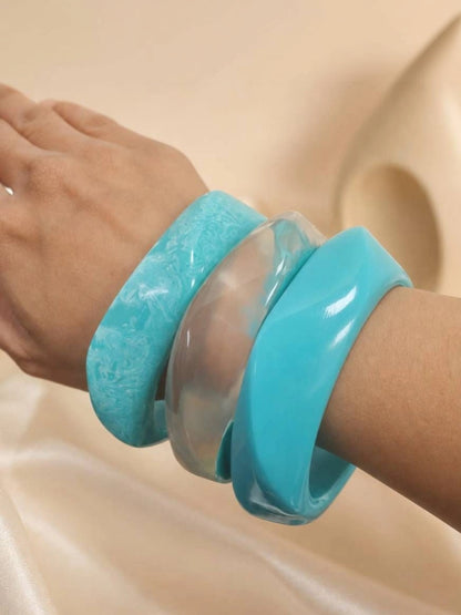 Turquoise Resin Bangles for Women Set of 3
