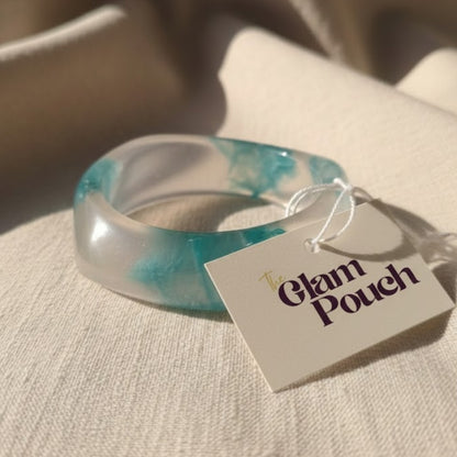 Aqua Petal Frosted Resin Bangle