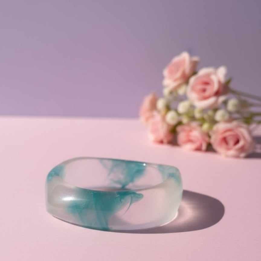 Aqua Petal Frosted Resin Bangle