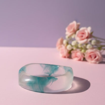 Aqua Petal Frosted Resin Bangle
