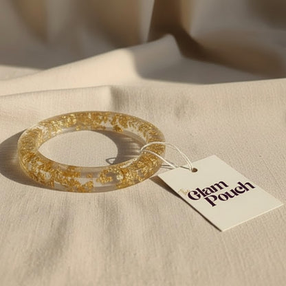 Gold Leaf Crystal Round Resin Bangle