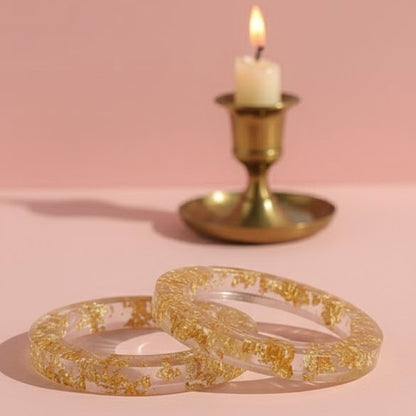 Gold Leaf Crystal Round Resin Bangle