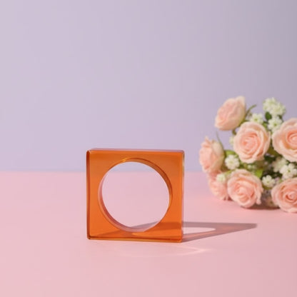 Amber Crystal Orange Square Resin Bangle