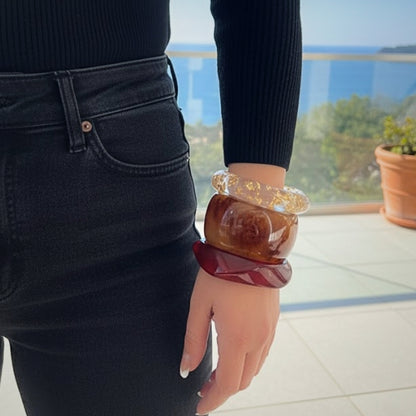 Coffee Date Resin Bangle Stack