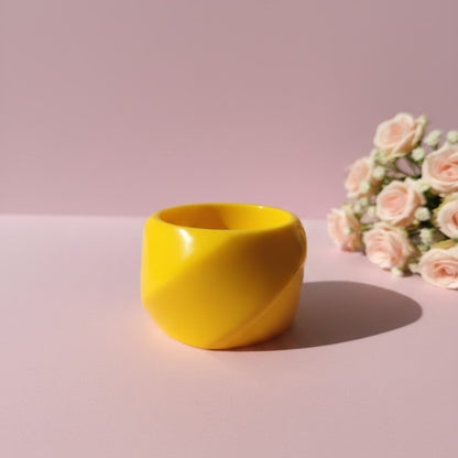 Yellow Sunny Twist Acrylic Statement Resin Bangle 2.4