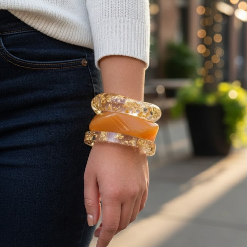 Narangi Gold Resin Bangle Stack